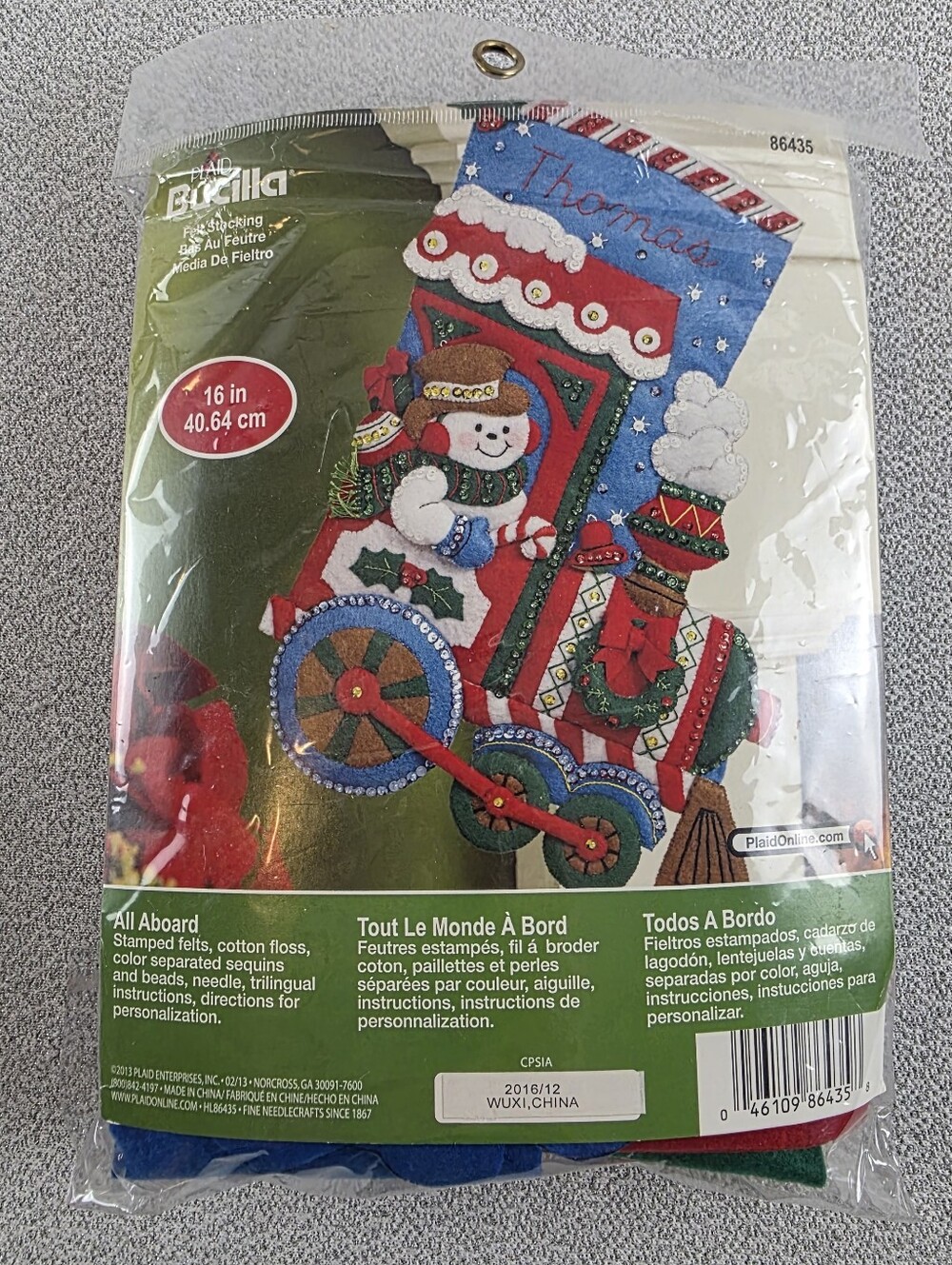 All Aboard Felt Stocking Kit 86435 Train Snowman Conductor 16"
